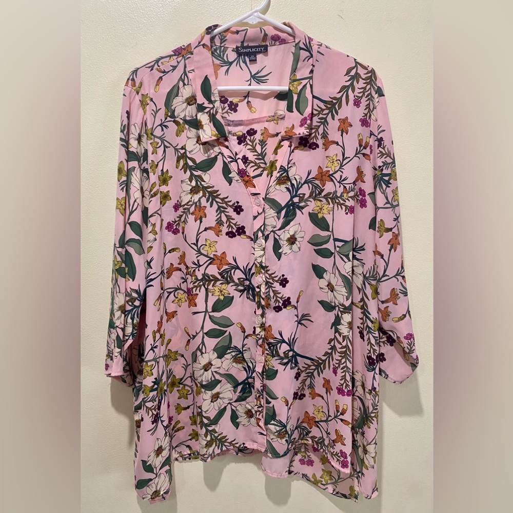 Simplicity By azul Pink Flower Dress Top Sz 2X